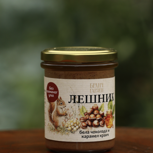Lešnik Krem sa belom čokoladom i karamel krančom