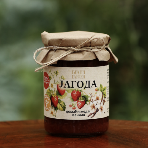 Jagoda-Vanila Krem 320 gr – organske jagode, prava vanila i med