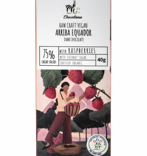 Chocollama 76% crna čokolada od Arriba Nacional kakaoa sa malinama-40g